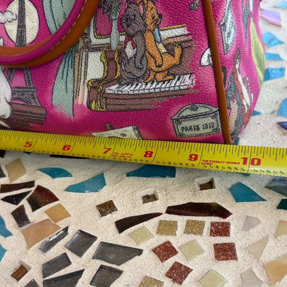 Dooney & Bourke Hot Pink Paris Cats Satchel with Tan Trim - Picture 7 of 9